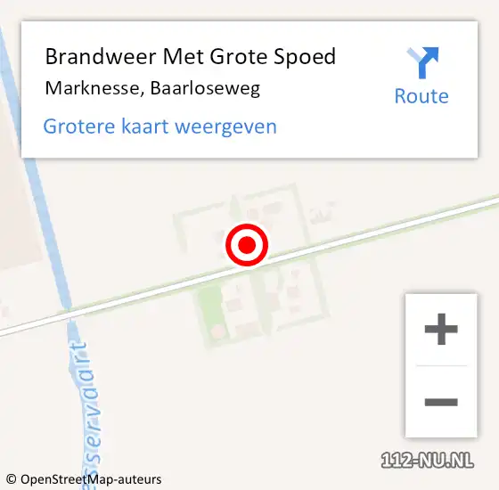 Locatie op kaart van de 112 melding: Brandweer Met Grote Spoed Naar Marknesse, Baarloseweg op 10 april 2023 17:00