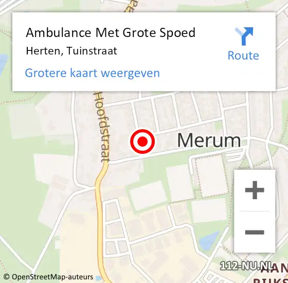 Locatie op kaart van de 112 melding: Ambulance Met Grote Spoed Naar Herten, Tuinstraat op 10 april 2023 17:02