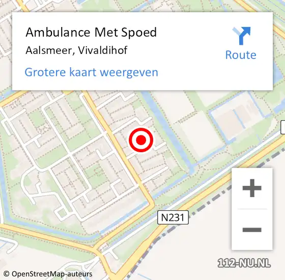 Locatie op kaart van de 112 melding: Ambulance Met Spoed Naar Aalsmeer, Vivaldihof op 10 april 2023 17:26