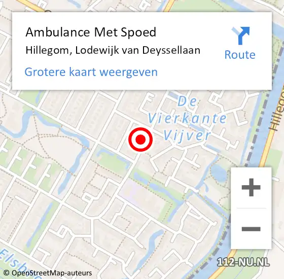 Locatie op kaart van de 112 melding: Ambulance Met Spoed Naar Hillegom, Lodewijk van Deyssellaan op 10 april 2023 17:33