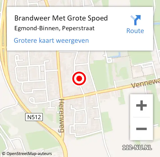 Locatie op kaart van de 112 melding: Brandweer Met Grote Spoed Naar Egmond-Binnen, Peperstraat op 10 april 2023 17:39