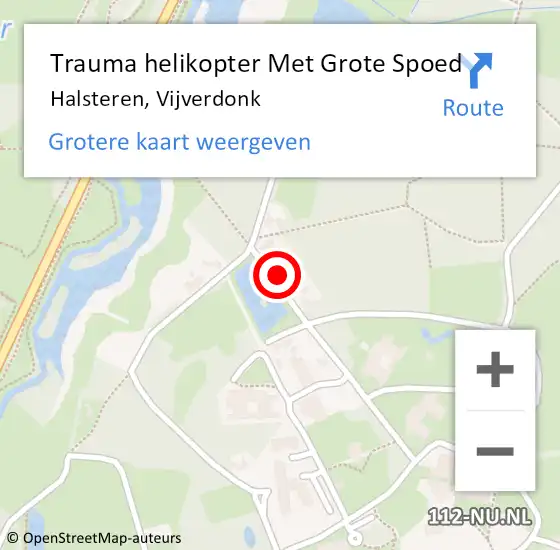 Locatie op kaart van de 112 melding: Trauma helikopter Met Grote Spoed Naar Halsteren, Vijverdonk op 10 april 2023 17:48