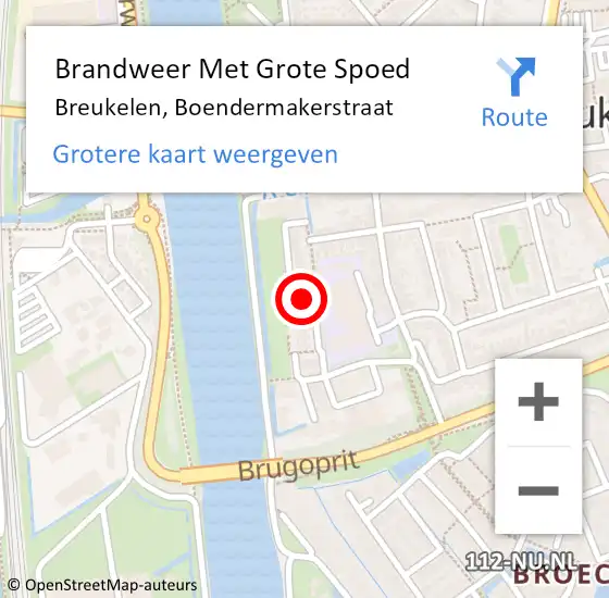 Locatie op kaart van de 112 melding: Brandweer Met Grote Spoed Naar Breukelen, Boendermakerstraat op 10 april 2023 17:51