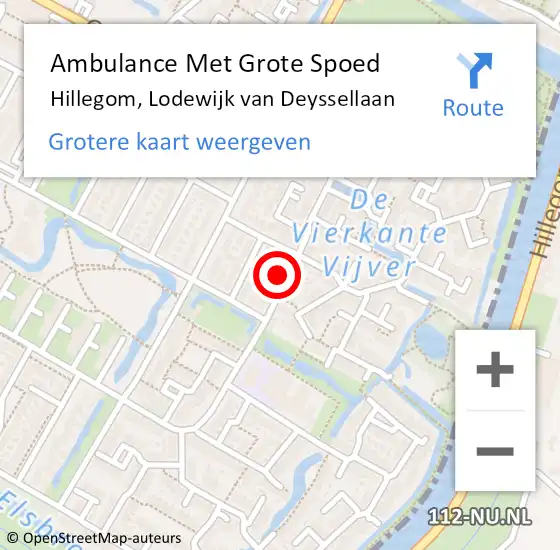 Locatie op kaart van de 112 melding: Ambulance Met Grote Spoed Naar Hillegom, Lodewijk van Deyssellaan op 10 april 2023 17:55