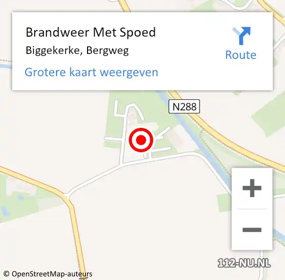 Locatie op kaart van de 112 melding: Brandweer Met Spoed Naar Biggekerke, Bergweg op 10 april 2023 18:06