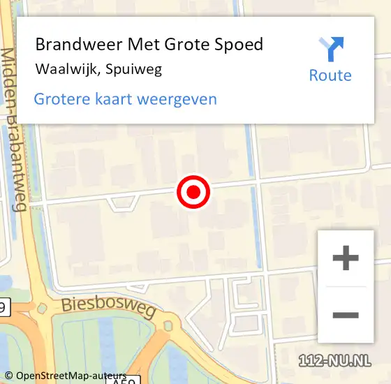 Locatie op kaart van de 112 melding: Brandweer Met Grote Spoed Naar Waalwijk, Spuiweg op 10 april 2023 18:06