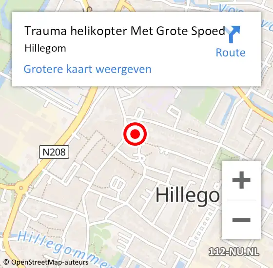 Locatie op kaart van de 112 melding: Trauma helikopter Met Grote Spoed Naar Hillegom op 10 april 2023 18:10