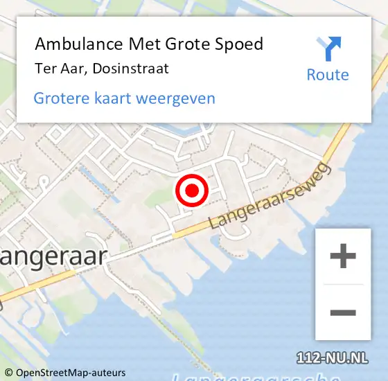 Locatie op kaart van de 112 melding: Ambulance Met Grote Spoed Naar Ter Aar, Dosinstraat op 21 augustus 2014 20:54