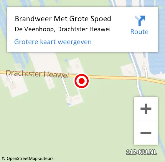 Locatie op kaart van de 112 melding: Brandweer Met Grote Spoed Naar De Veenhoop, Drachtster Heawei op 10 april 2023 18:29