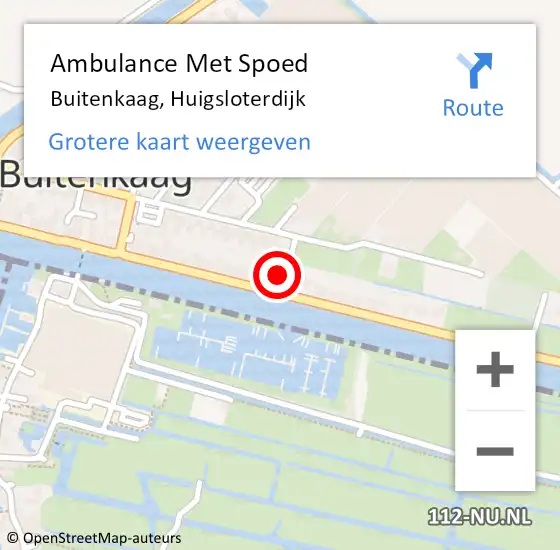 Locatie op kaart van de 112 melding: Ambulance Met Spoed Naar Buitenkaag, Huigsloterdijk op 10 april 2023 18:35