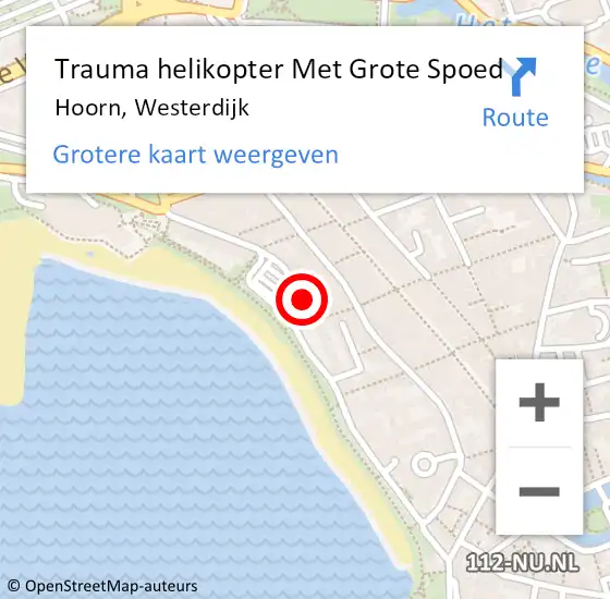 Locatie op kaart van de 112 melding: Trauma helikopter Met Grote Spoed Naar Hoorn, Westerdijk op 10 april 2023 19:17