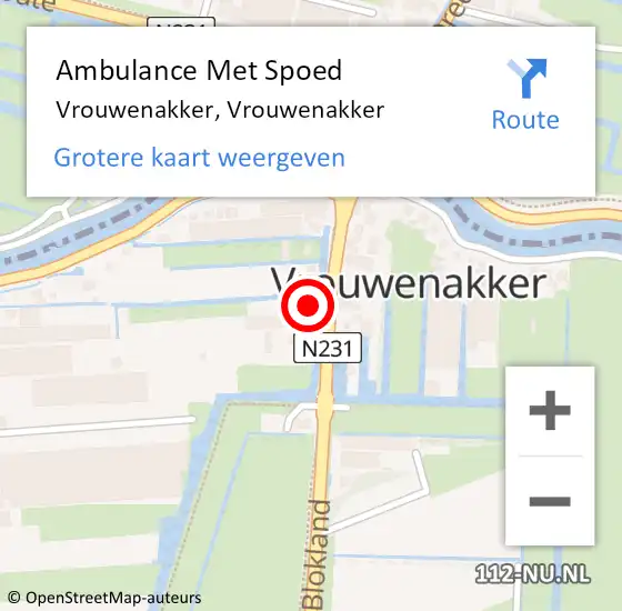 Locatie op kaart van de 112 melding: Ambulance Met Spoed Naar Vrouwenakker, Vrouwenakker op 10 april 2023 19:29