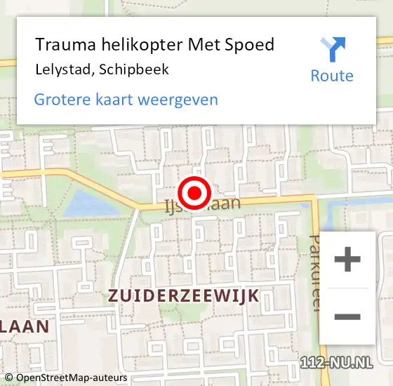 Locatie op kaart van de 112 melding: Trauma helikopter Met Spoed Naar Lelystad, Schipbeek op 10 april 2023 20:03