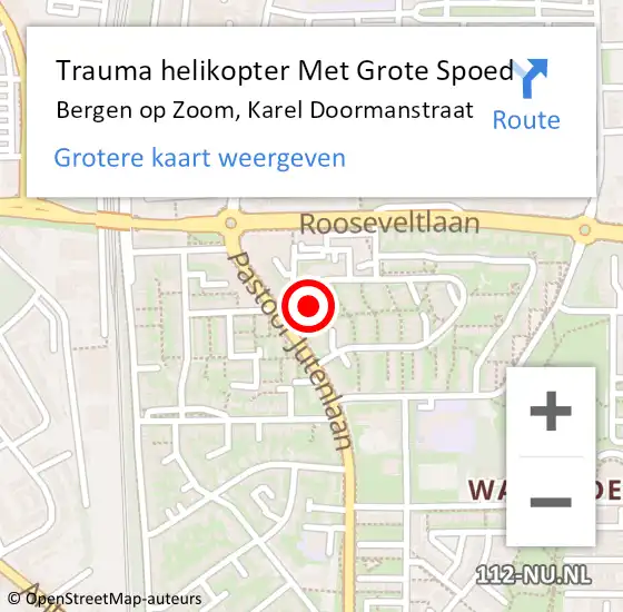 Locatie op kaart van de 112 melding: Trauma helikopter Met Grote Spoed Naar Bergen op Zoom, Karel Doormanstraat op 10 april 2023 20:18