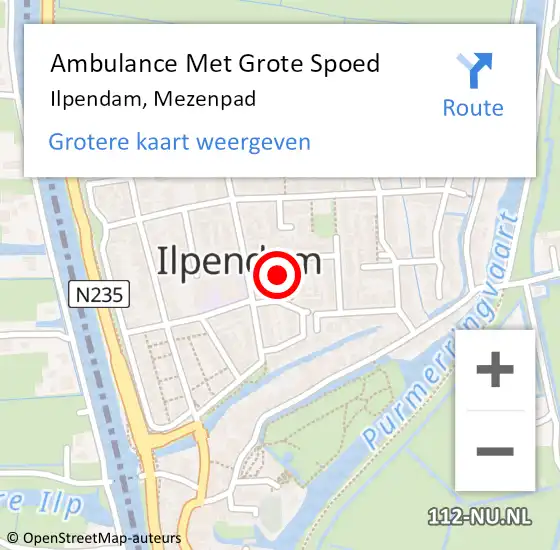 Locatie op kaart van de 112 melding: Ambulance Met Grote Spoed Naar Ilpendam, Mezenpad op 10 april 2023 20:20