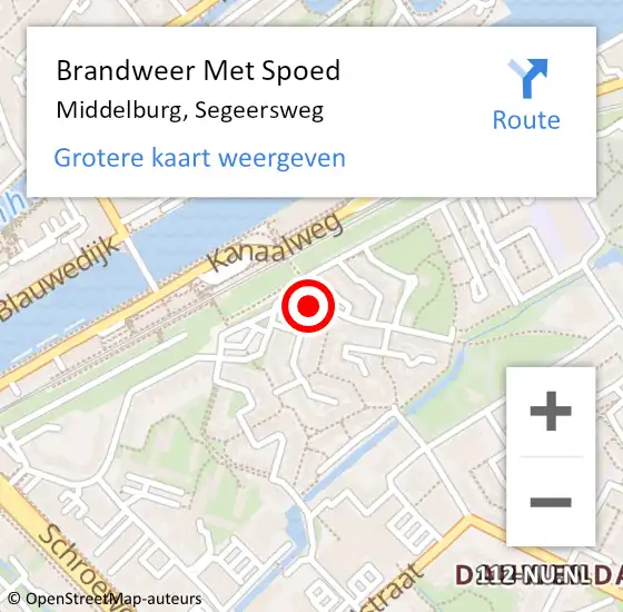 Locatie op kaart van de 112 melding: Brandweer Met Spoed Naar Middelburg, Segeersweg op 10 april 2023 20:29