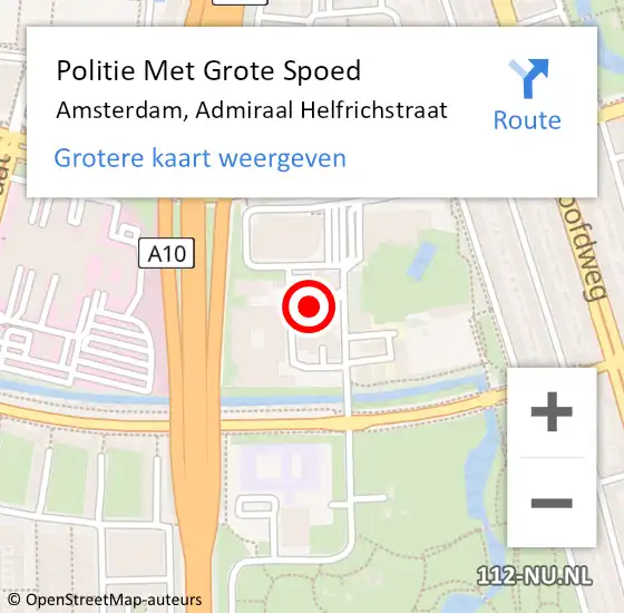 Locatie op kaart van de 112 melding: Politie Met Grote Spoed Naar Amsterdam, Admiraal Helfrichstraat op 10 april 2023 20:33