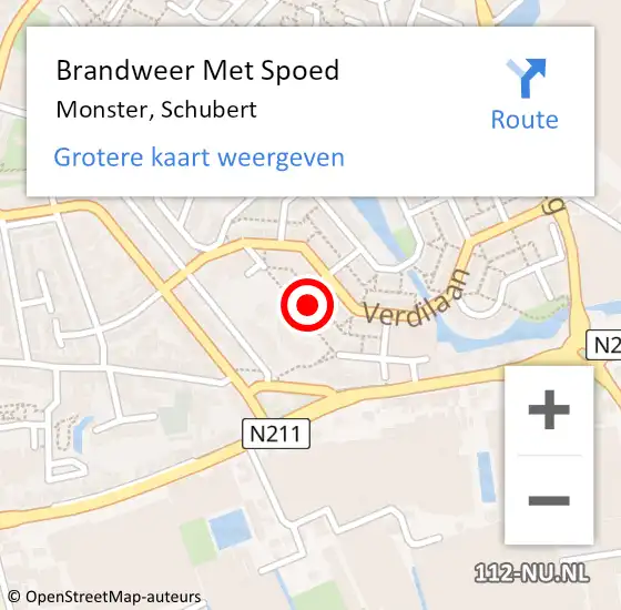 Locatie op kaart van de 112 melding: Brandweer Met Spoed Naar Monster, Schubert op 10 april 2023 20:33