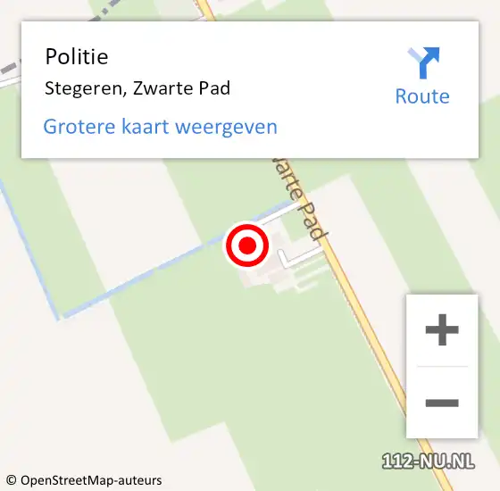 Locatie op kaart van de 112 melding: Politie Stegeren, Zwarte Pad op 10 april 2023 20:35