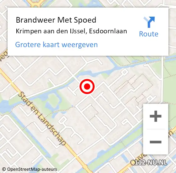 Locatie op kaart van de 112 melding: Brandweer Met Spoed Naar Krimpen aan den IJssel, Esdoornlaan op 10 april 2023 20:47