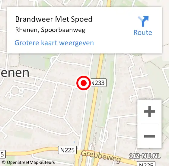 Locatie op kaart van de 112 melding: Brandweer Met Spoed Naar Rhenen, Spoorbaanweg op 10 april 2023 21:02