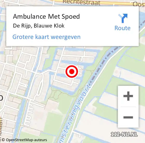 Locatie op kaart van de 112 melding: Ambulance Met Spoed Naar De Rijp, Blauwe Klok op 10 april 2023 21:06