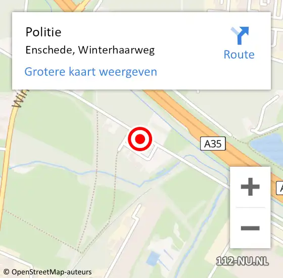 Locatie op kaart van de 112 melding: Politie Enschede, Winterhaarweg op 10 april 2023 21:15