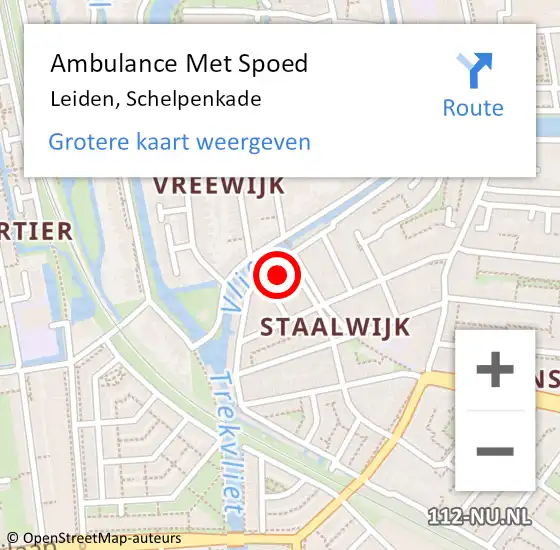 Locatie op kaart van de 112 melding: Ambulance Met Spoed Naar Leiden, Schelpenkade op 10 april 2023 21:26