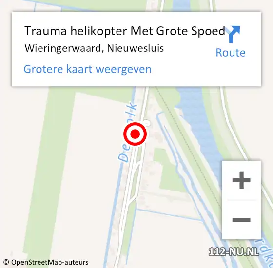 Locatie op kaart van de 112 melding: Trauma helikopter Met Grote Spoed Naar Wieringerwaard, Nieuwesluis op 10 april 2023 21:40