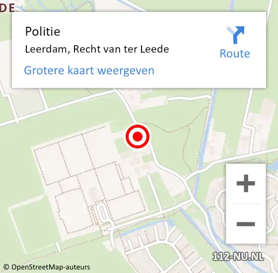 Locatie op kaart van de 112 melding: Politie Leerdam, Recht van ter Leede op 10 april 2023 22:15