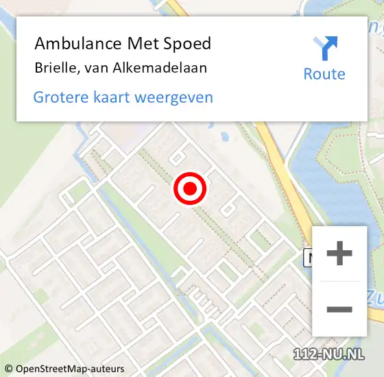 Locatie op kaart van de 112 melding: Ambulance Met Spoed Naar Brielle, van Alkemadelaan op 10 april 2023 22:29