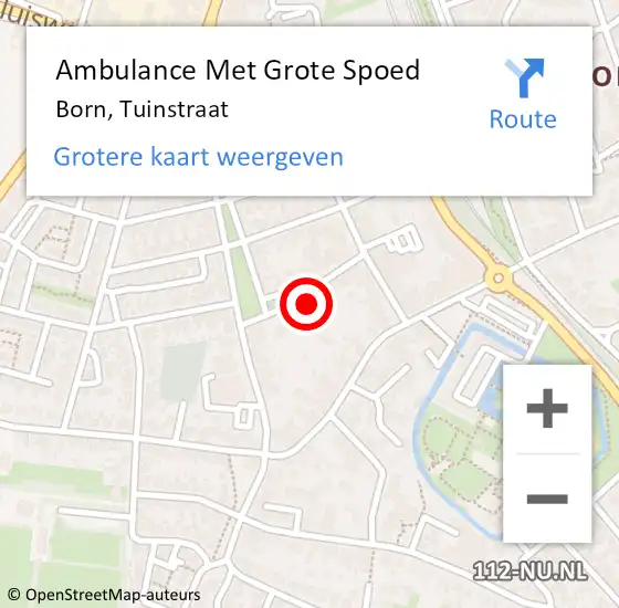 Locatie op kaart van de 112 melding: Ambulance Met Grote Spoed Naar Born, Tuinstraat op 11 april 2023 00:38