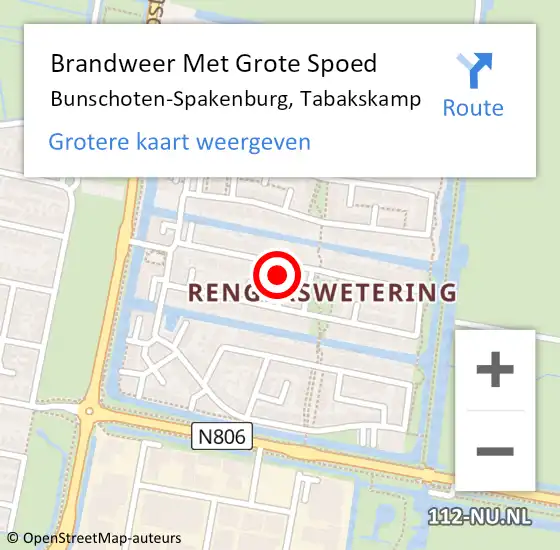 Locatie op kaart van de 112 melding: Brandweer Met Grote Spoed Naar Bunschoten-Spakenburg, Tabakskamp op 11 april 2023 00:46