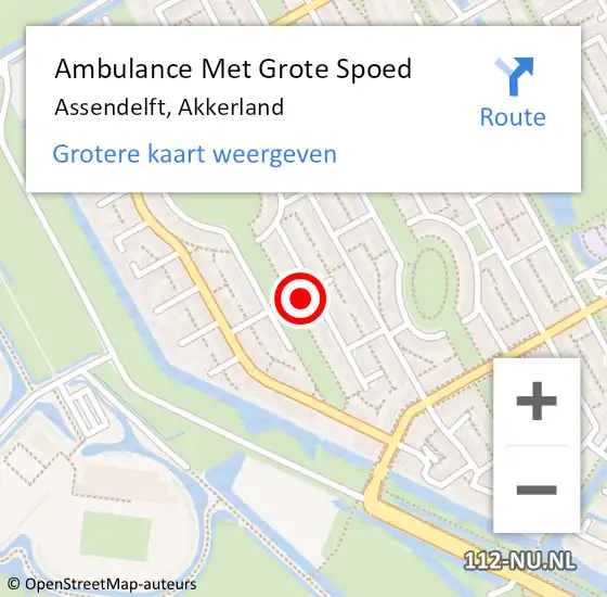 Locatie op kaart van de 112 melding: Ambulance Met Grote Spoed Naar Assendelft, Akkerland op 11 april 2023 01:23
