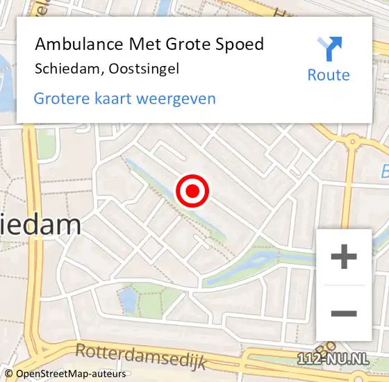 Locatie op kaart van de 112 melding: Ambulance Met Grote Spoed Naar Schiedam, Oostsingel op 11 april 2023 02:04
