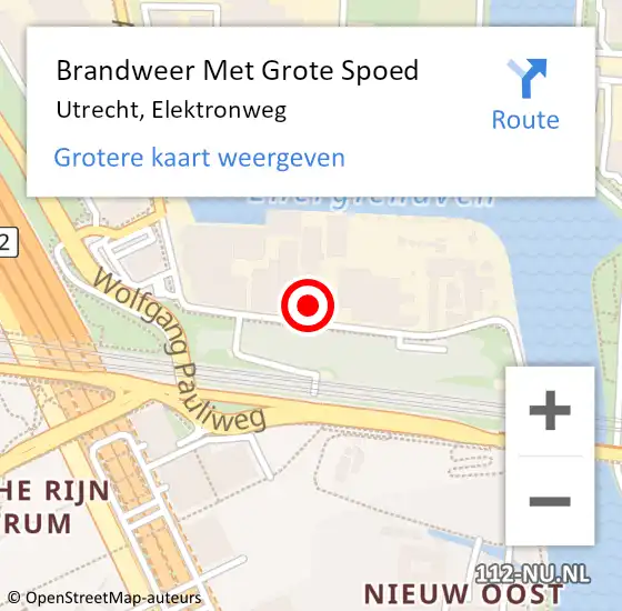 Locatie op kaart van de 112 melding: Brandweer Met Grote Spoed Naar Utrecht, Elektronweg op 11 april 2023 02:36