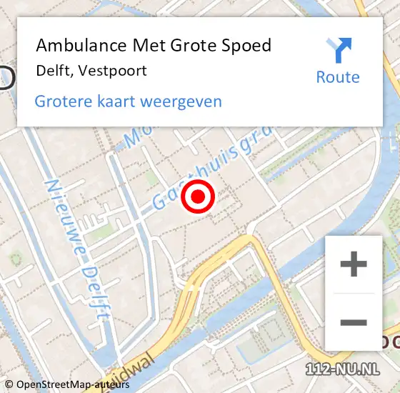 Locatie op kaart van de 112 melding: Ambulance Met Grote Spoed Naar Delft, Vestpoort op 11 april 2023 05:33