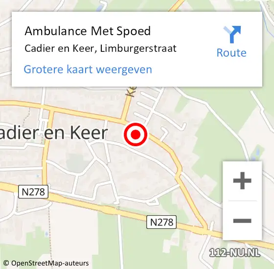 Locatie op kaart van de 112 melding: Ambulance Met Spoed Naar Cadier en Keer, Limburgerstraat op 21 augustus 2014 21:47