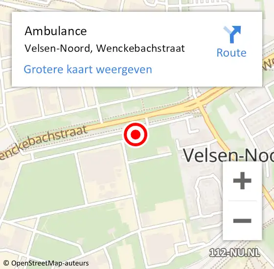 Locatie op kaart van de 112 melding: Ambulance Velsen-Noord, Wenckebachstraat op 11 april 2023 05:45