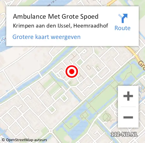 Locatie op kaart van de 112 melding: Ambulance Met Grote Spoed Naar Krimpen aan den IJssel, Heemraadhof op 11 april 2023 06:30