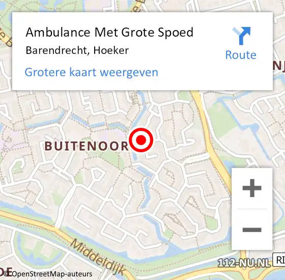 Locatie op kaart van de 112 melding: Ambulance Met Grote Spoed Naar Barendrecht, Hoeker op 11 april 2023 07:05