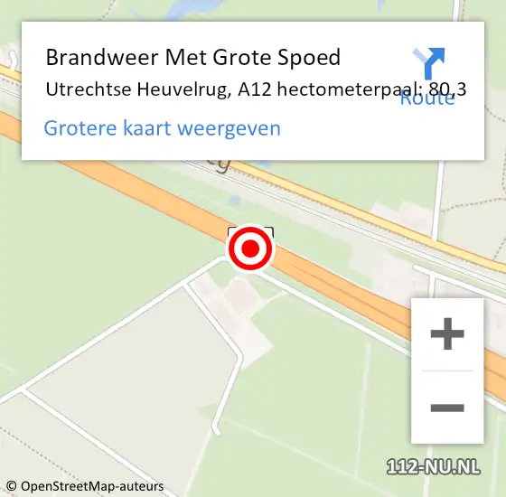 Locatie op kaart van de 112 melding: Brandweer Met Grote Spoed Naar Utrechtse Heuvelrug, A12 hectometerpaal: 80,3 op 11 april 2023 07:06