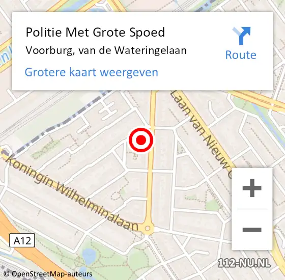 Locatie op kaart van de 112 melding: Politie Met Grote Spoed Naar Voorburg, van de Wateringelaan op 11 april 2023 08:07