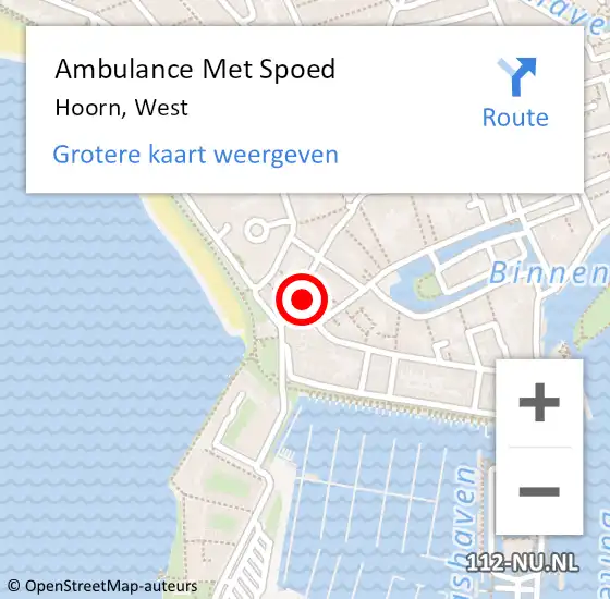 Locatie op kaart van de 112 melding: Ambulance Met Spoed Naar Hoorn, West op 11 april 2023 08:11