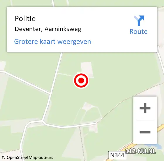 Locatie op kaart van de 112 melding: Politie Deventer, Aarninksweg op 11 april 2023 08:22