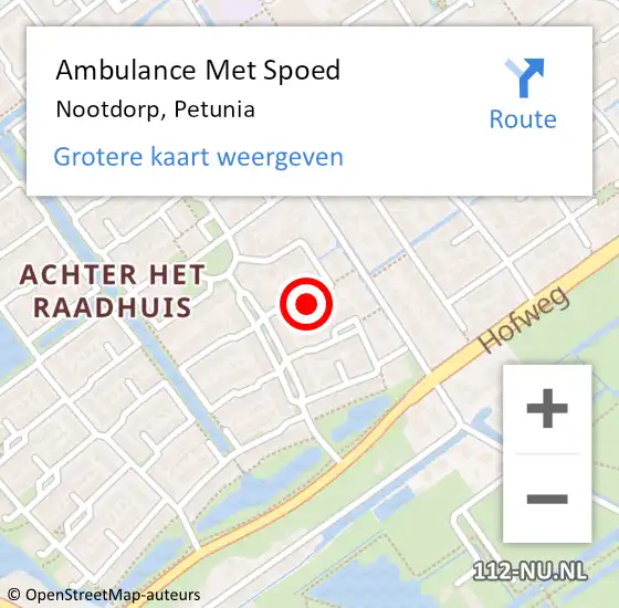 Locatie op kaart van de 112 melding: Ambulance Met Spoed Naar Nootdorp, Petunia op 11 april 2023 08:31