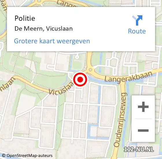 Locatie op kaart van de 112 melding: Politie De Meern, Vicuslaan op 11 april 2023 08:41