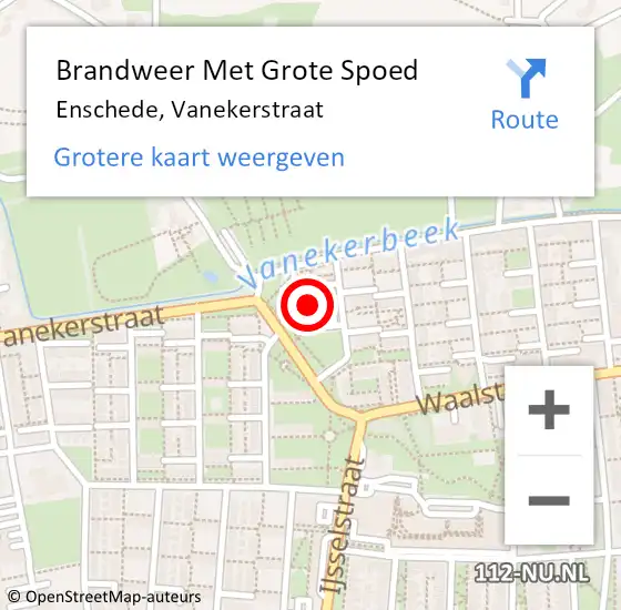 Locatie op kaart van de 112 melding: Brandweer Met Grote Spoed Naar Enschede, Vanekerstraat op 11 april 2023 09:33