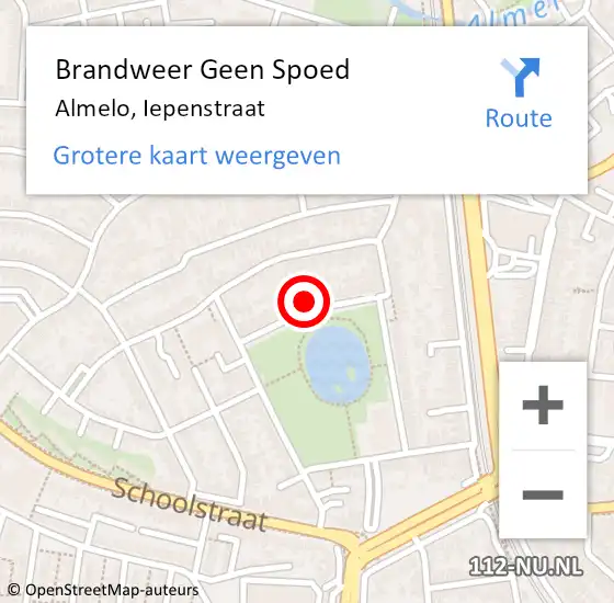 Locatie op kaart van de 112 melding: Brandweer Geen Spoed Naar Almelo, Iepenstraat op 11 april 2023 09:48