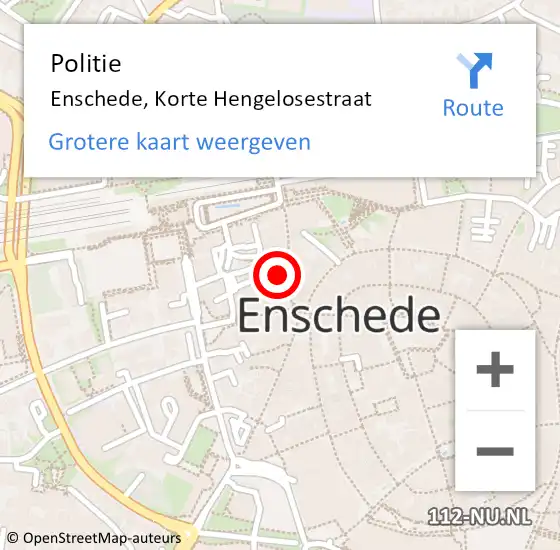 Locatie op kaart van de 112 melding: Politie Enschede, Korte Hengelosestraat op 11 april 2023 10:15